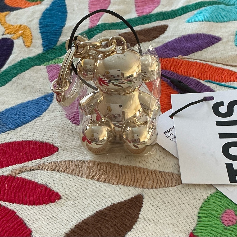 Tous Shiny Silver Bear Keychain